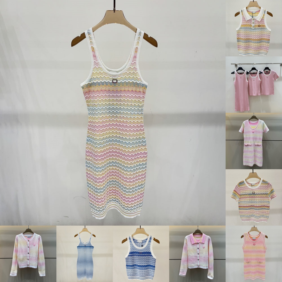 Designer Women Sexy Knitted Dress Casual Hollow Sleeveless Vest Dress Summer Holiday Party Mini Dress