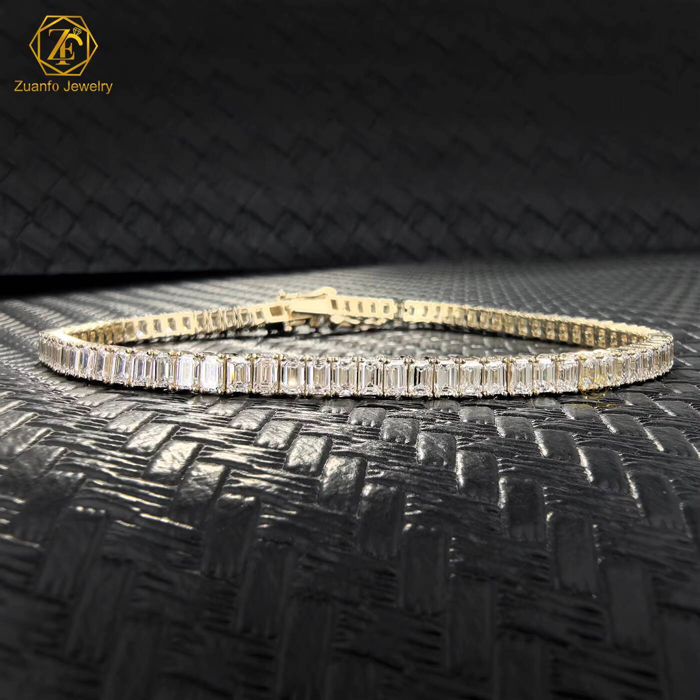 Luxury Solid 14K 10K Gold Tennis Bracelet with Lab Grown Emerald Cut VVS Diamond for Gift Party Diamond Bracelets Bangles