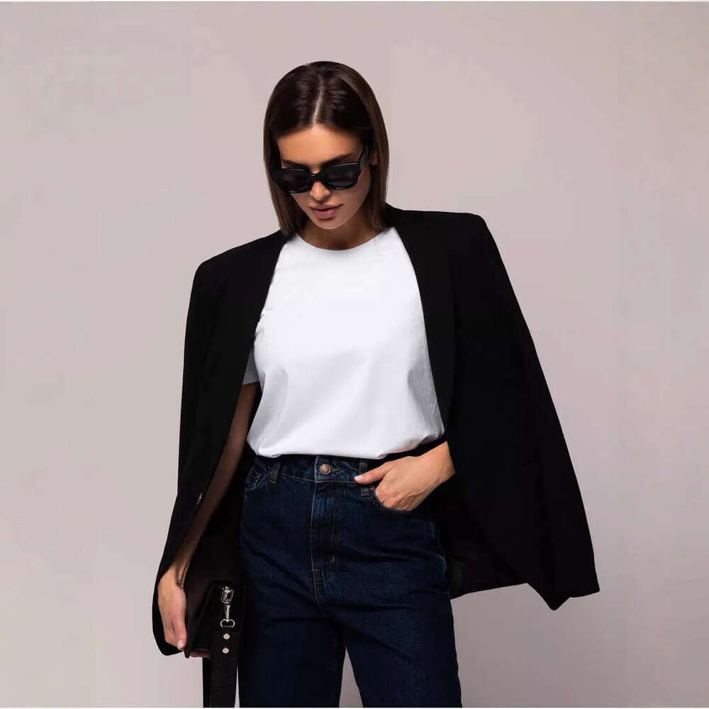 Spring Summer New Basic Solid Color T-Shirt Women Regular Shoulder Slim Fit Versatile Short Sleeve Top B5