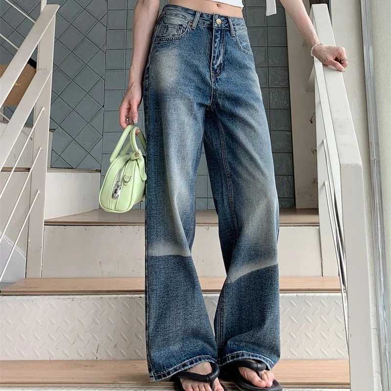 2025 new plus size high waist straight leg stretch denim jeans women dark blue fashion XS to XL for summer Womens Casual Pants R250716