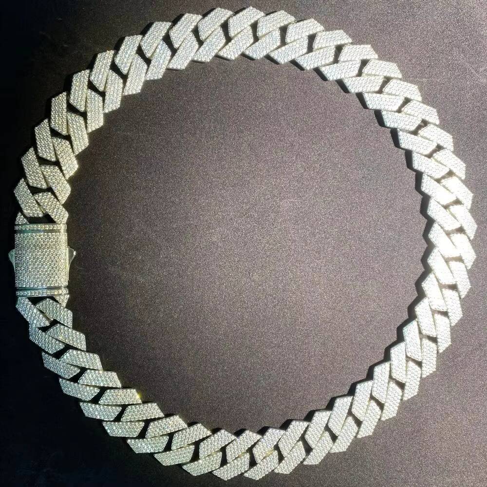 22MM Custom Hip Hop Moissanite Diamond 925 Cuban Link Chain Heavy Cuban Chain for Anniversary Iced out Jewelry