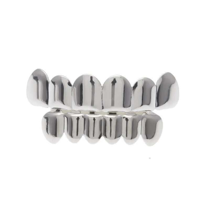 Nickel Free Safe Wear Glaze Gold Grillz Teeth Bright Dia Top Bottom Hip Hop Bling for Men Body Jewelry Gift