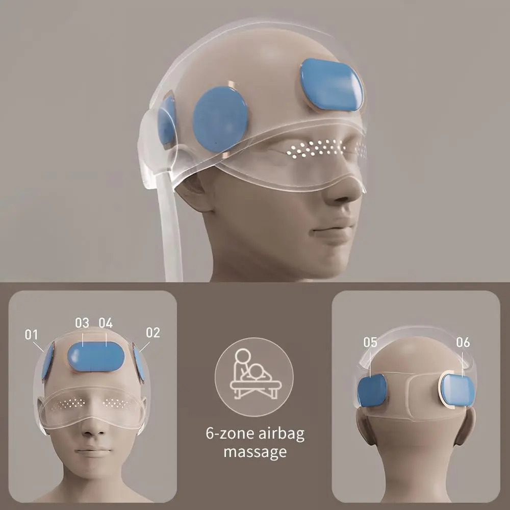 Air Pressure Head Massager with 6 Air Bag Electric Head Eye Massager 360 Degree Deep Relax and 3 Heat Mode for Improve Sleep 250716