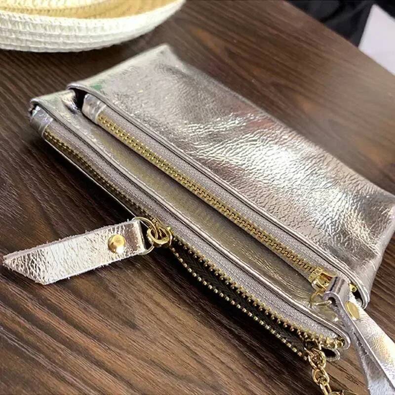 New Mini Clutch Coin Purse Genuine Leather Wallet Women Credit Card Cash Holder Small Money Bag Female Zipper Storage Pouch Bags