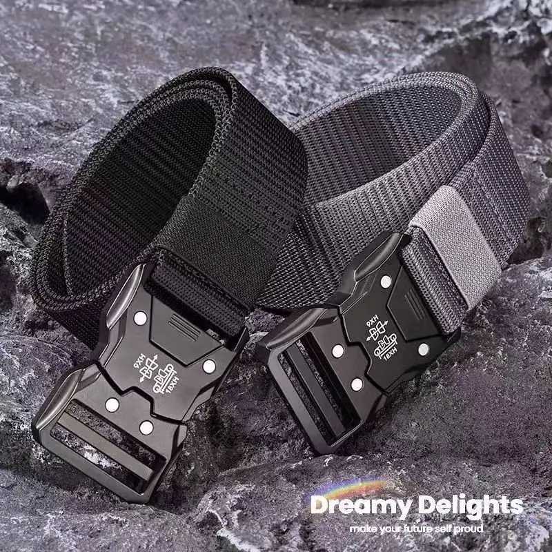 2PCS Tactical Waist Belt Durable Automatic Buckle Men Belt Army Outdoor Hunting Multifunctional Nylon Canvas Woven Trouser Belt W250717