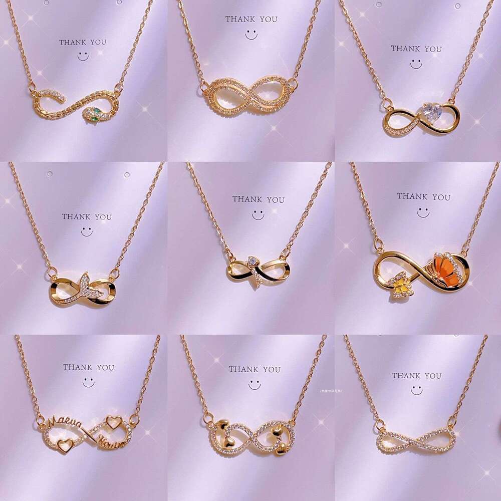 Titanium Steel Clavicle Chain Lucky 8 Pendant Necklace For Women Light Ins Style Hundred Towers Jewelry 10A