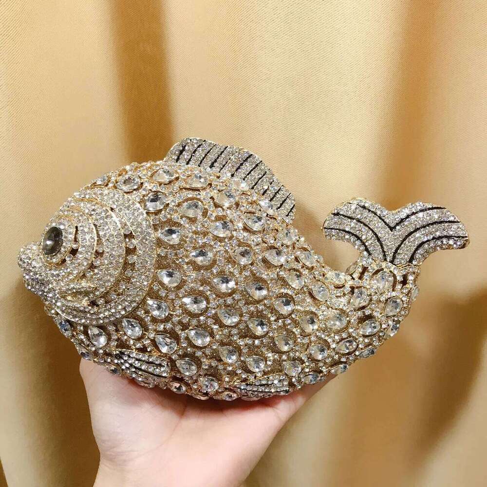 Dinner Bag Mermaid Full Dia Crystal Animal Goldfish Style Celebration Party Birthday Wedding Clutch