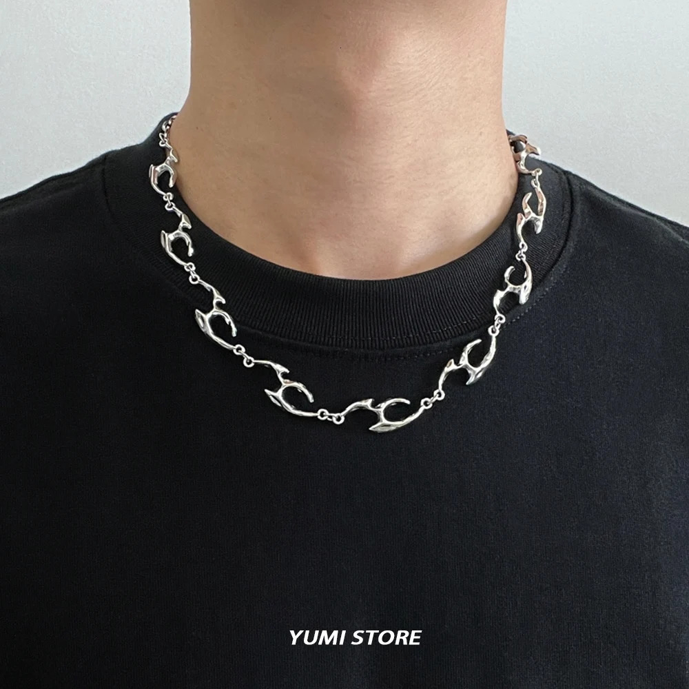 Trend Irregular Steel Necklace For Man Collar Chain Unisex Jewelry Street Hip Hop Accessories Wholesale 250715