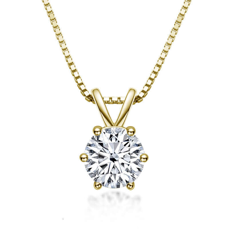 Classic Six-Claw D Color Moissanite One fashion Necklace S Sterling Sier Internet Celebrity Versatile Pendant 48F