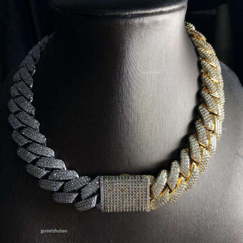 Hip hop jewelry bracelet necklace Moissanite necklace3 rows Hiphop iced out prong cuban link chain