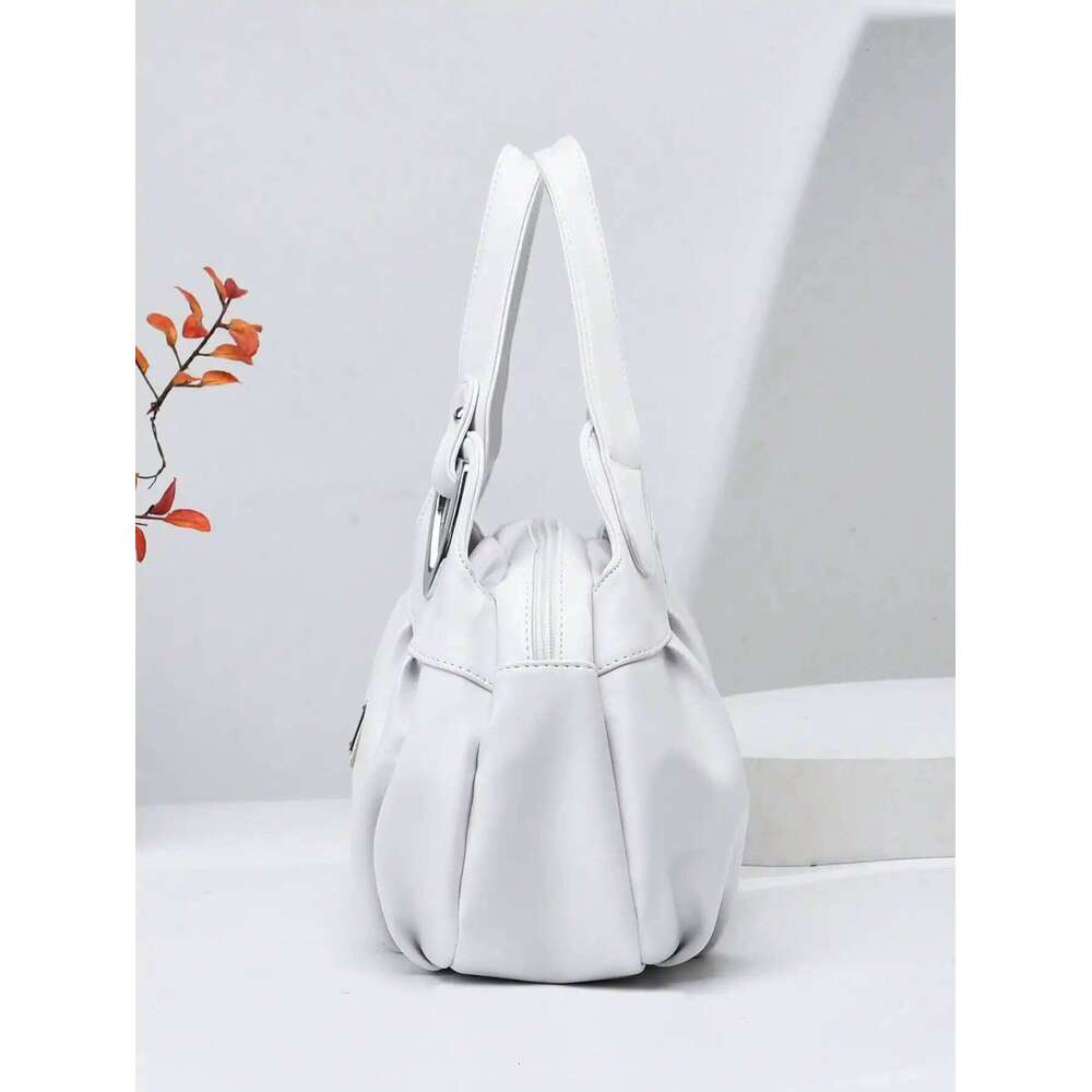 Fashionable and minimalist shoulder solid color large capacity portable tote bag, essential for daily shopping