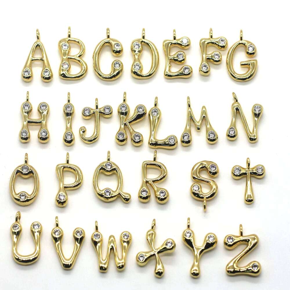 Accessories Electroplated Stainless Steel Initial Zircon Brass Letter Pendant Jewelry