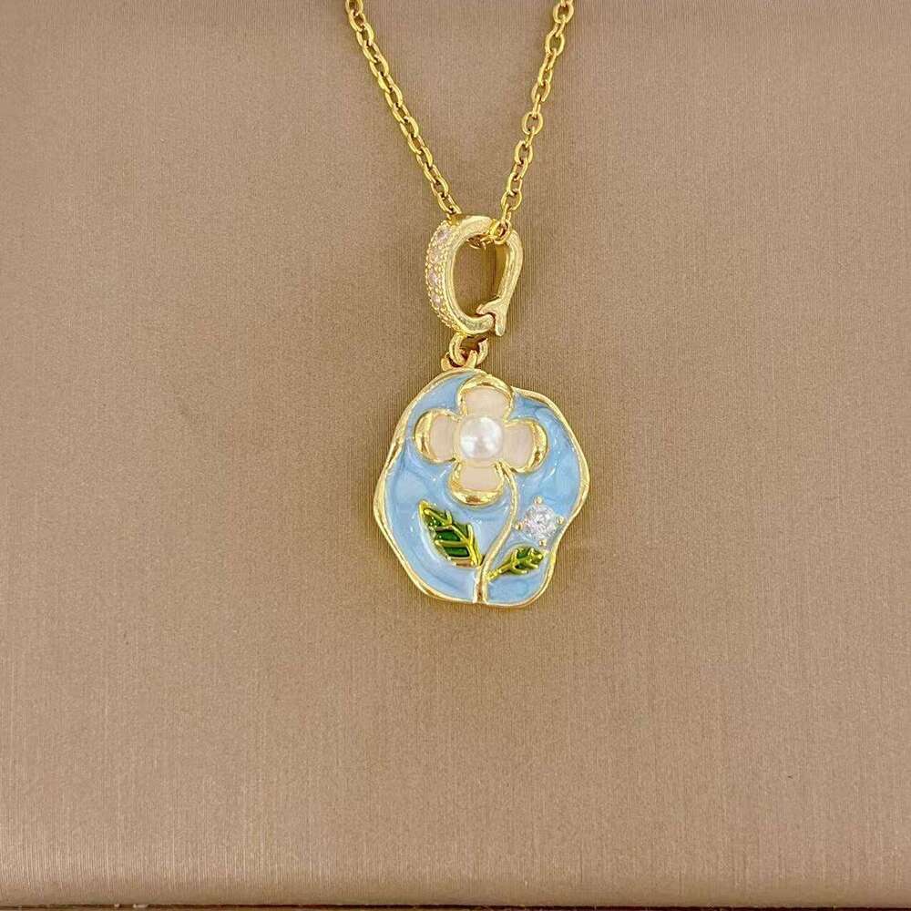 Elegant Versatile Monet Garden Freshwater Pearl Oil Painting Style DIY Handmade Necklace Pendant Universal Clasp 3D3