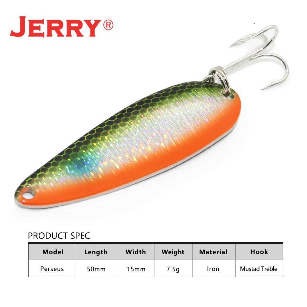 Jerry Perseus Winter Fishing Lure Spoon 7.5g Treble Hook Metal Fishing Tackle Artificial Hard Bait For Bass Pike Z250717