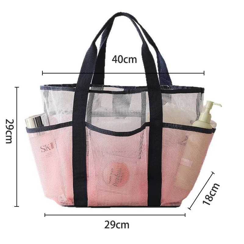 Multi Pocket Mesh Beach Bag Fitness Sports Storage Bag Seaside Swimsuit Bag Large Capacity Tote Bag Portable Toiletry Organizer Z250717