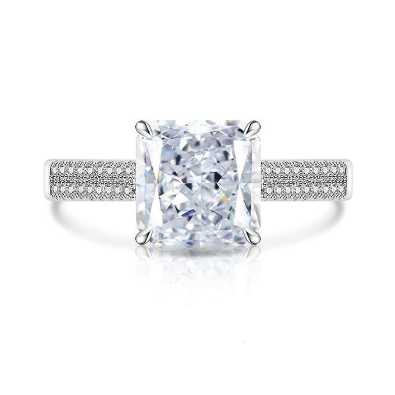 Sparkling Gemstone Ice Flower Cut Inlaid High Carbon Diamond Fashion Classic Ring Live Streaming b9b