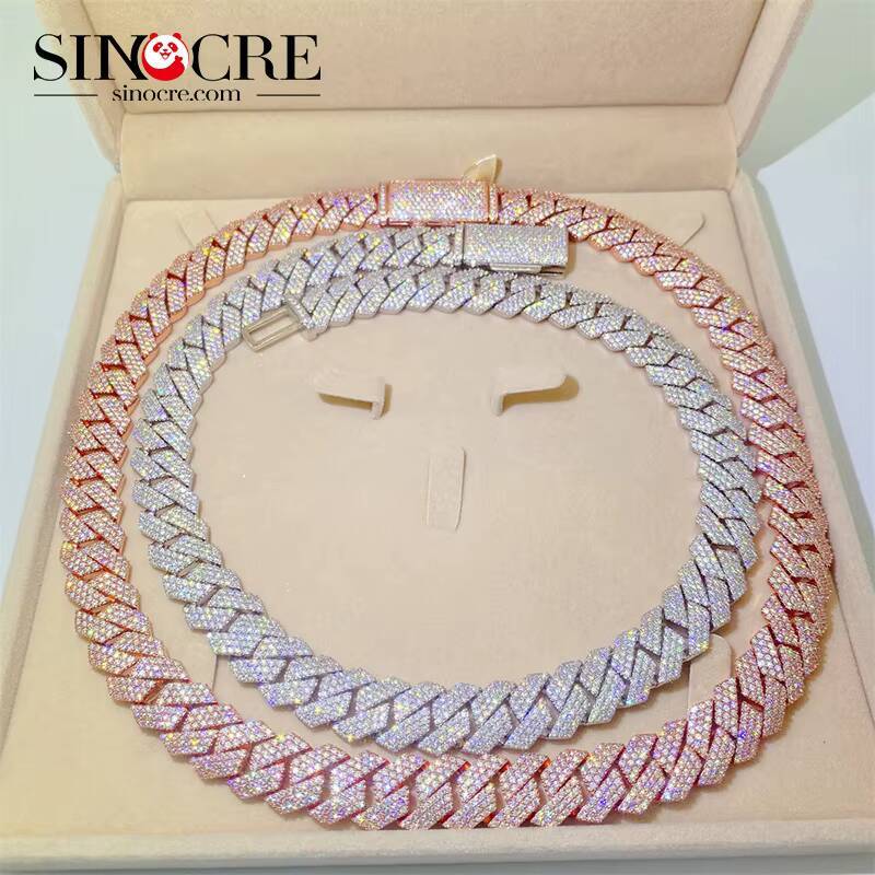 High Quality 15Mm18Inches Cuban Vvs Moissanite Necklace Moissanite Cuban Chain Mossan Hip Hop Necklace