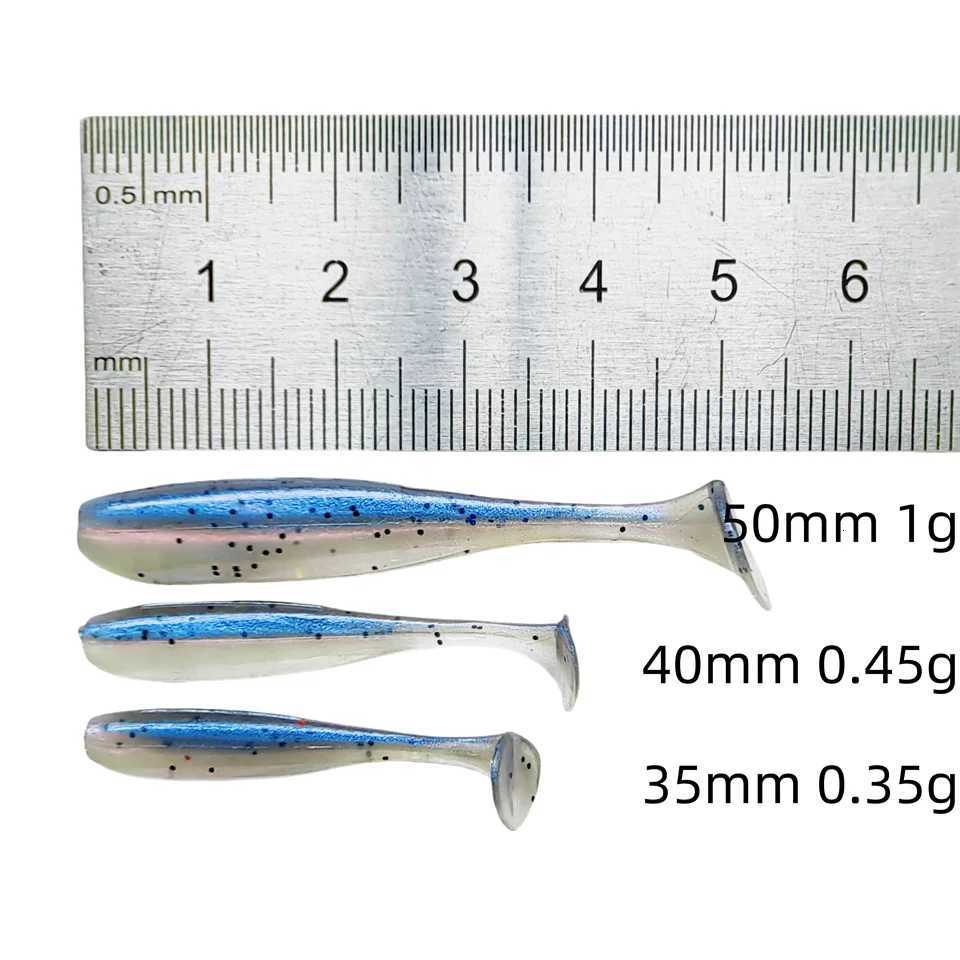 50PCS Micro Soft 0.35g/35mm T-tail Worm Lure Small Artificial Bait Jig WobbLErs Bass Pike Fishing TackLE Z250717