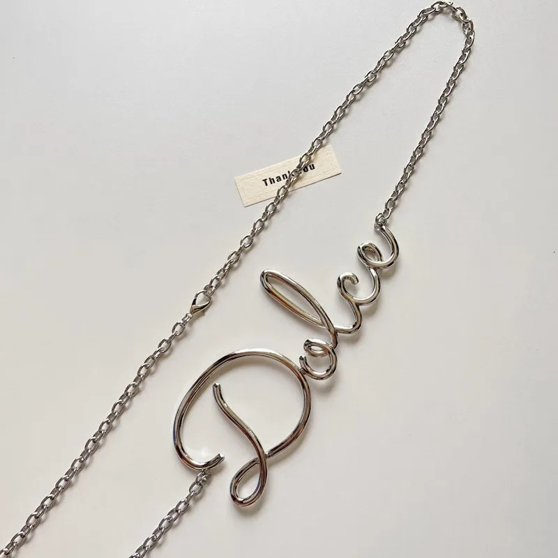 Small Fragrant Style Retro Letter Waist Chain Womens Dress Pants Decorative Metal Chain Belt 250716
