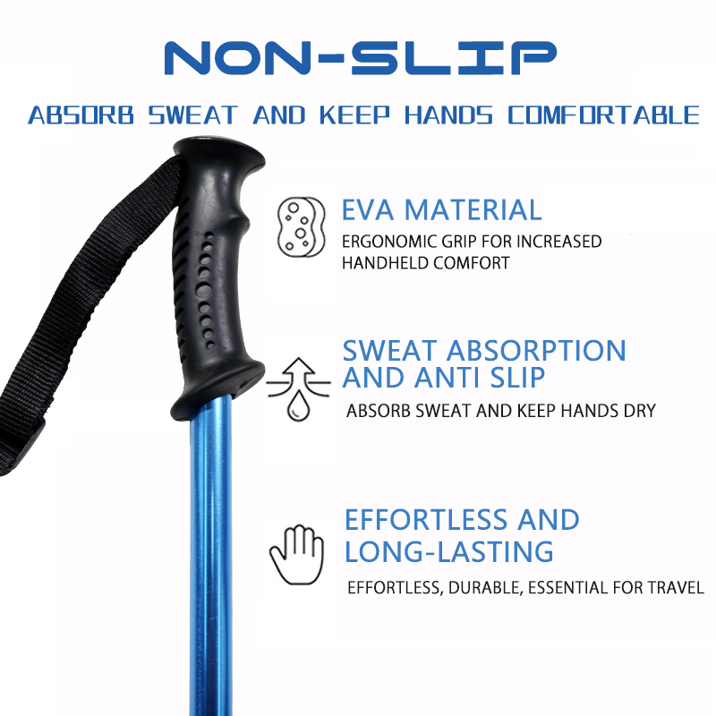 OKHEALING Aluminum Alloy Trekking Poles Telescoping Lightweight Walking Cane Portable Walking Stick with Rubber Handle for Off-road, Camping, Backpack
