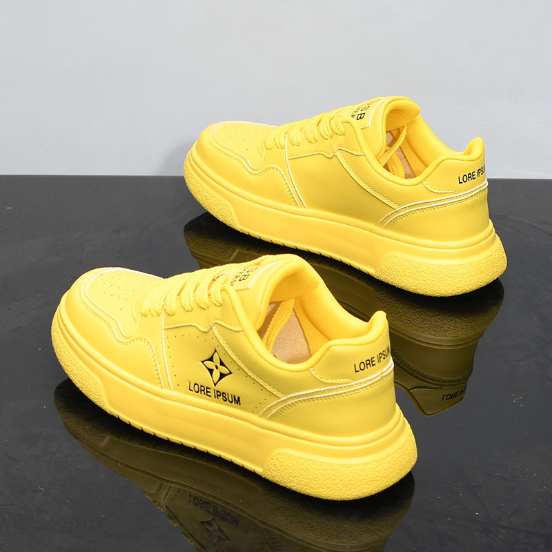 Designer Casual Shoes for men free shipping New fashionable versatile thick soled height increasing shoes yellow white