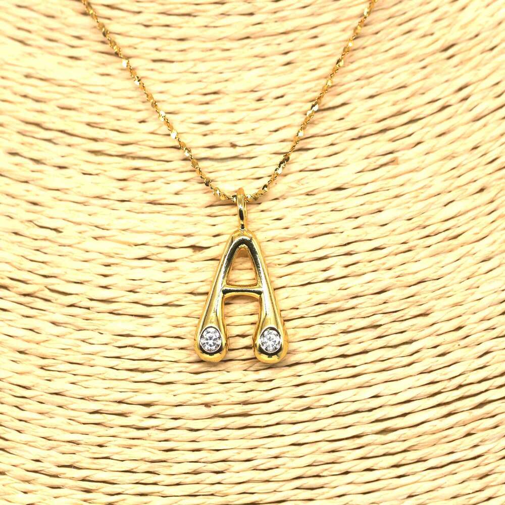 Accessories Electroplated Stainless Steel Initial Zircon Brass Letter Pendant Jewelry