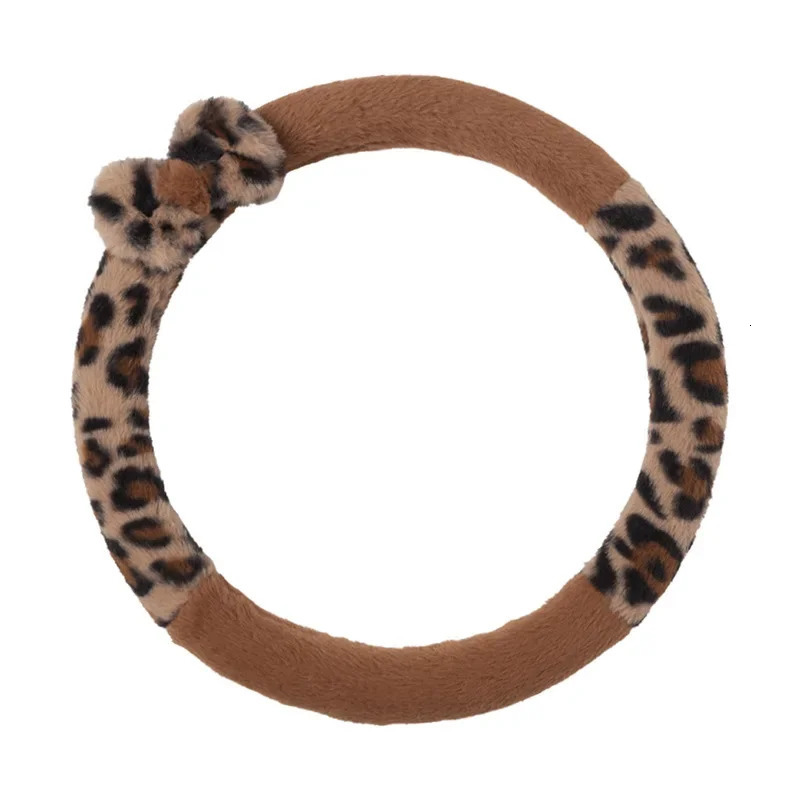 Leopard print car steering wheel cover plush winter warm non-slip car handle cover Goddess car steering wheel cover 250715
