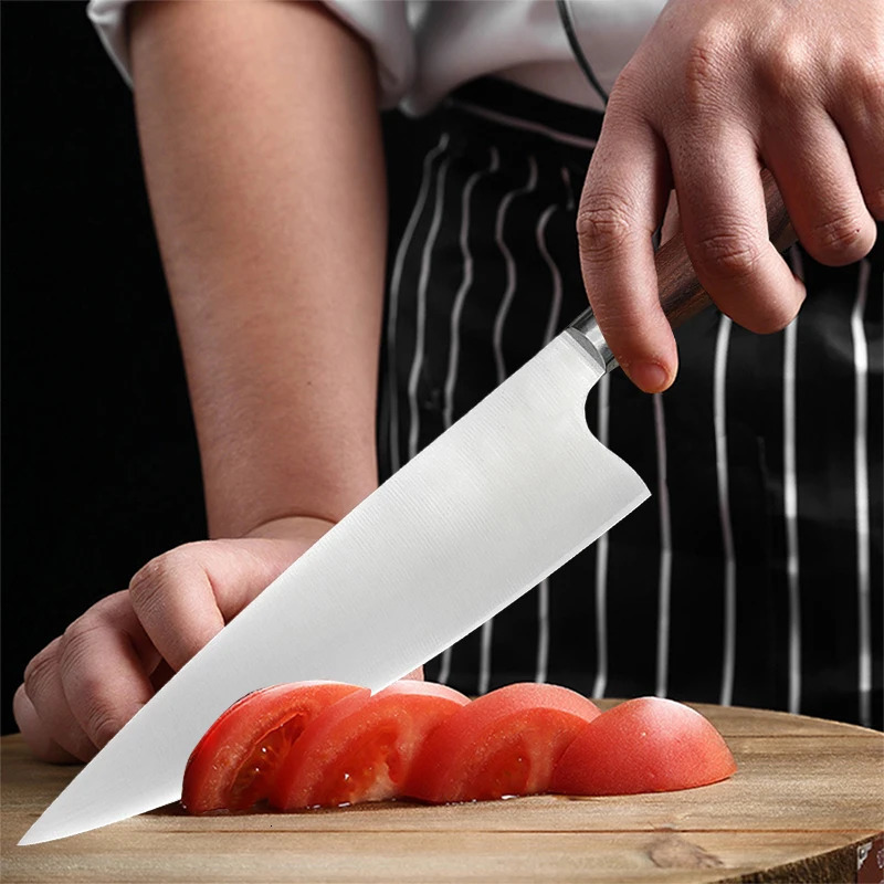 Japanese Chef Knife with Wood Handle Professional Kitchen Slicing Sushi Knife Meat Cleaver stainless Steel Cooking Tools 250715