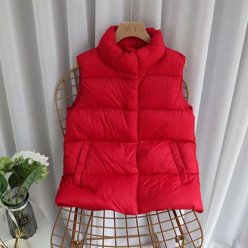 Janveny Winter Autumn Women Ultra Light Vest Casual Slim Waistcoat 90% White Duck Down Gilet Female Puffer Jacket Plus Size MDNG