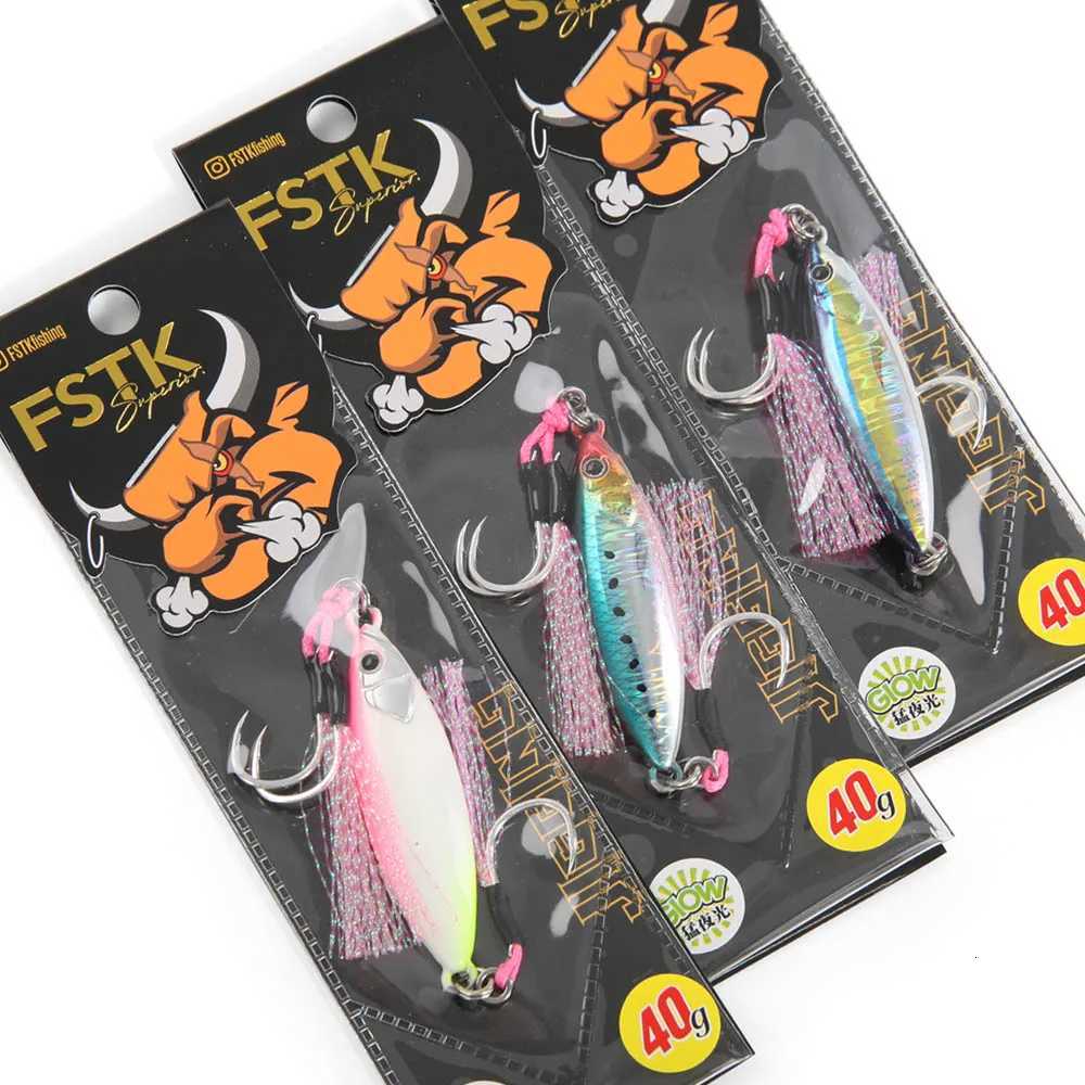 FSTK New Glow Fishing Lure Casting Tuna15g30g40g60g Slow Pitch Jig Sea Bass Salterwater Inshore Artificial Bait with Assist Hook Z250717