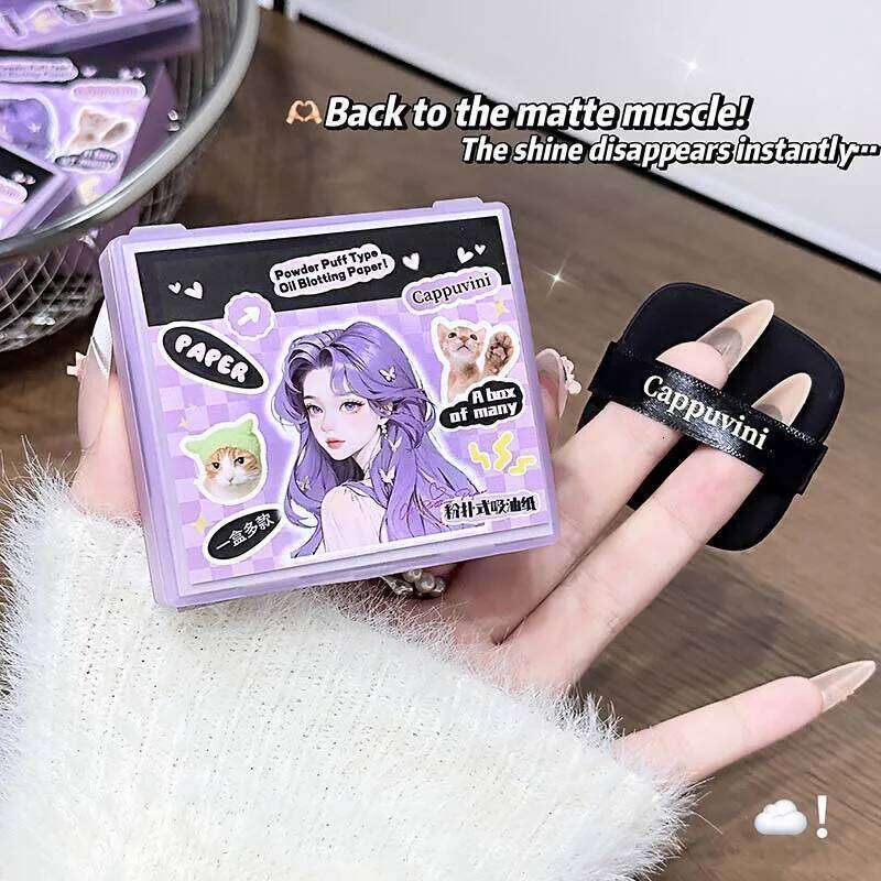 Lishu 100 Sheets Clear Blotting Paper With Powder Puff Control And Makeup Setting Oil Absorbing Wipes Cosmetic Tool X250717 X250717 X