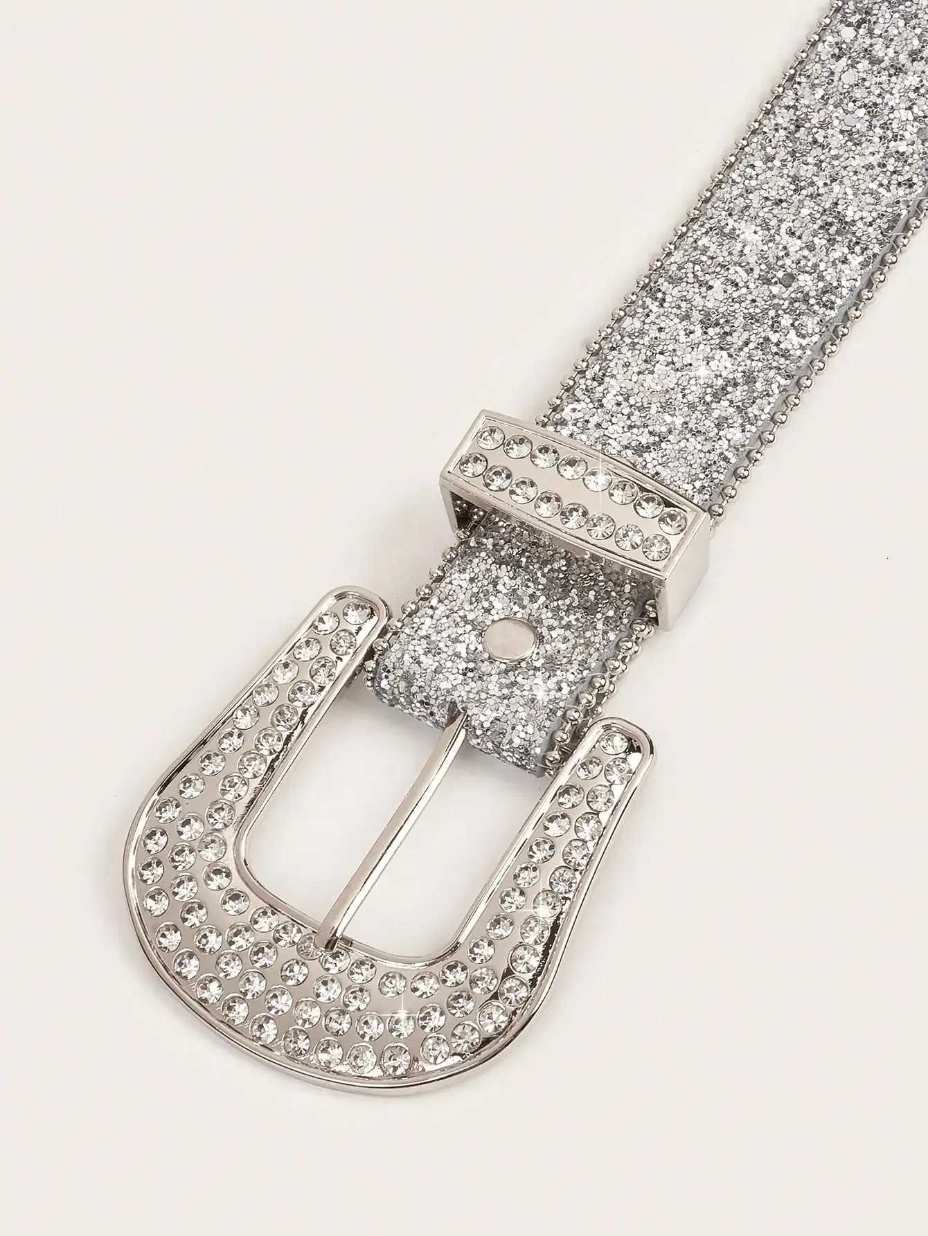 Unisex Diamond Studded Belt With Sparkling Rhinestones For Pants Jeans Casual Wear W250717
