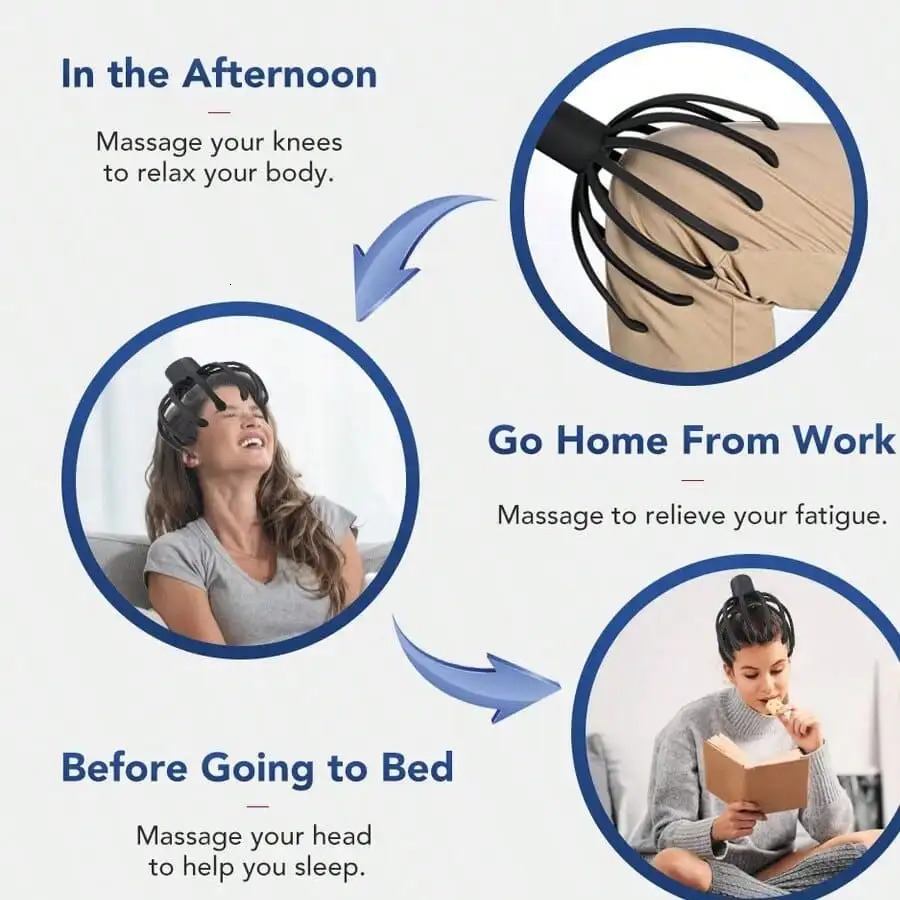 Electric Octopus-Shaped Scalp Massager Hand-Free Head Scratcher For Relieving Hair Stimulation. Rechargeable And Stress Relief 250716