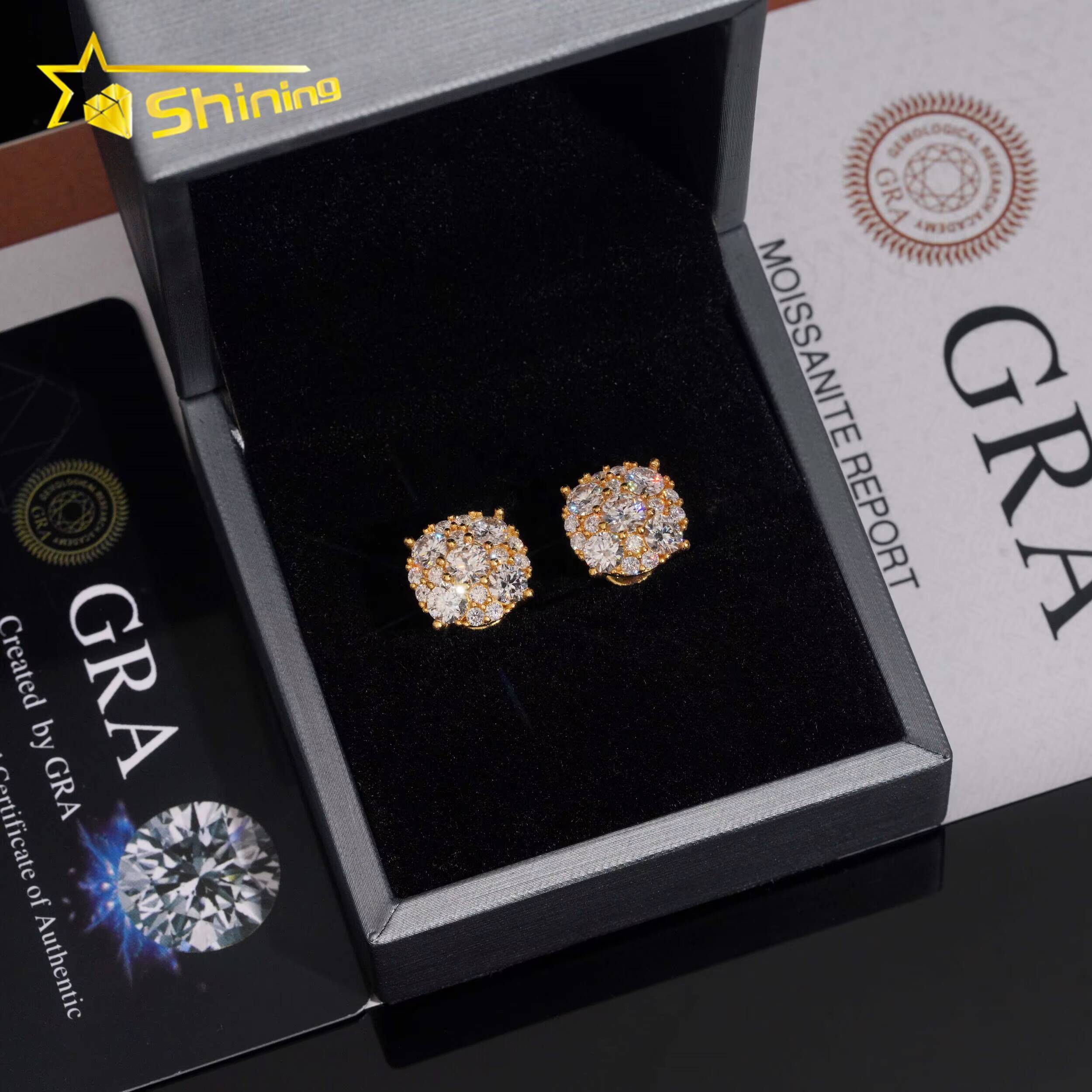 Hot Sale Pass Diamond Tester D VVS Moissanite Diamond Earrings Screw Back 925 Silver Hip Hop Stud Earring for Men and Women
