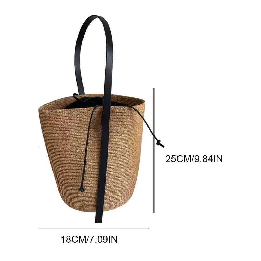 Woven Straw Women with Adjustable Strap Summer Beach Solid Shoulder Bag Cute Handbag for Travel Shopping
