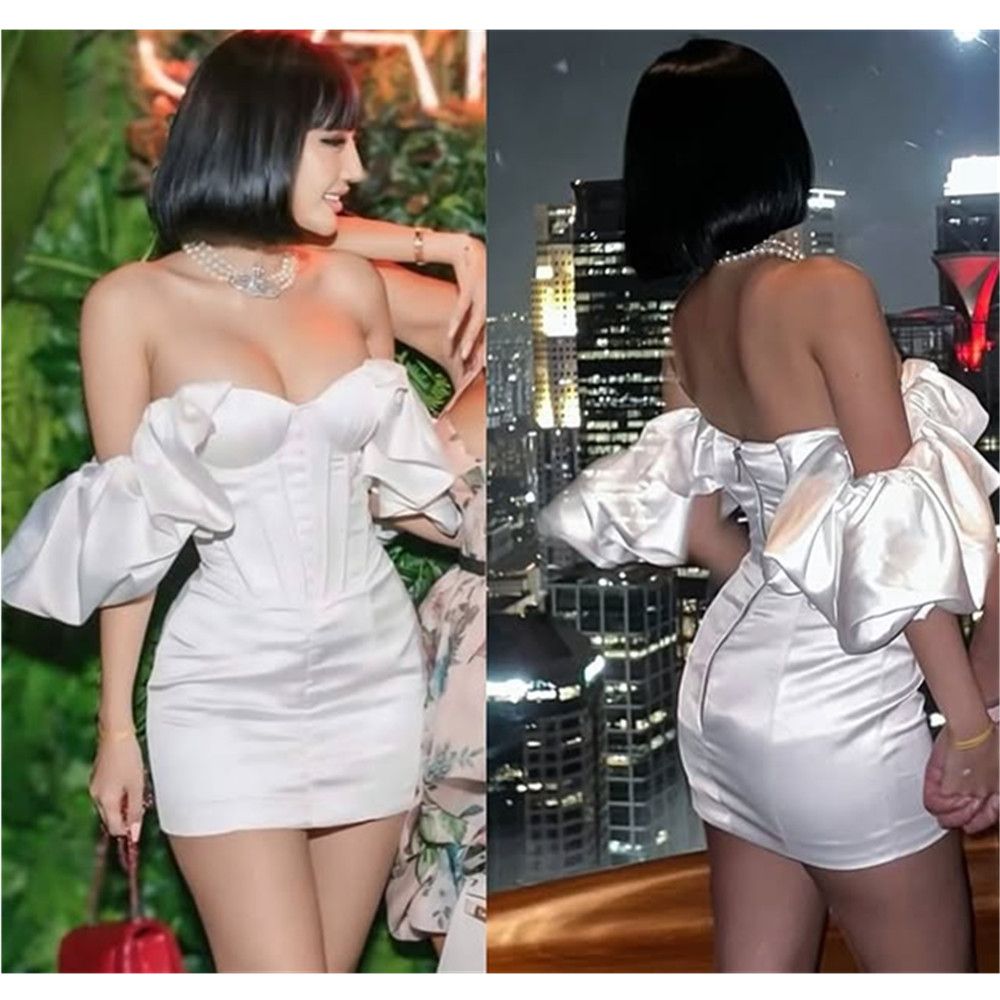 Princess Off the Shoulder Sheath Mini Wedding Dresses for Women White Short Organza Brides Strapless Bridal Gown Vestido De Noiva Customized New Vesti