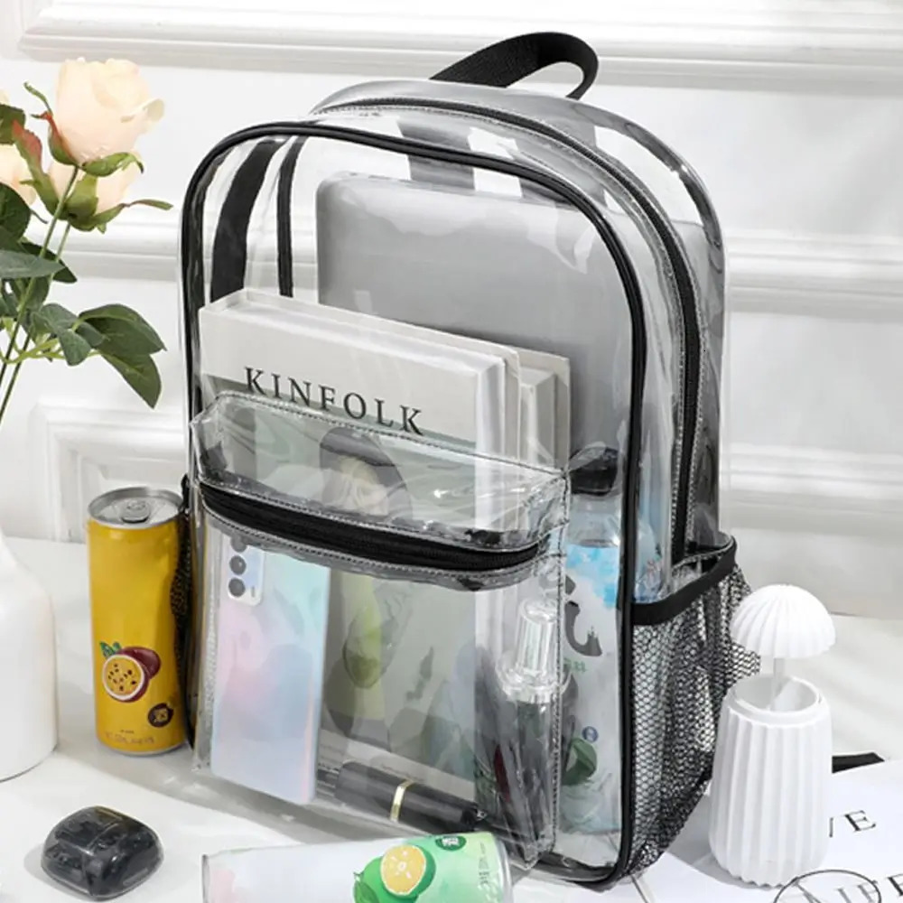 Transparent PVC Outdoor Sports Fitness Knapsack Casual Travel Visible Backpack Large Capacity Waterproof Shoulders Bag 250714
