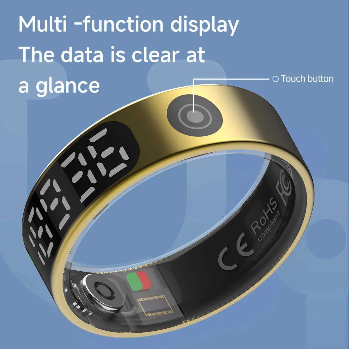 5ATM Waterproof Smart Ring Heart Rate Oxygen Function Multisports Modes Screen Display Remote Control Photo For Men Women W250717