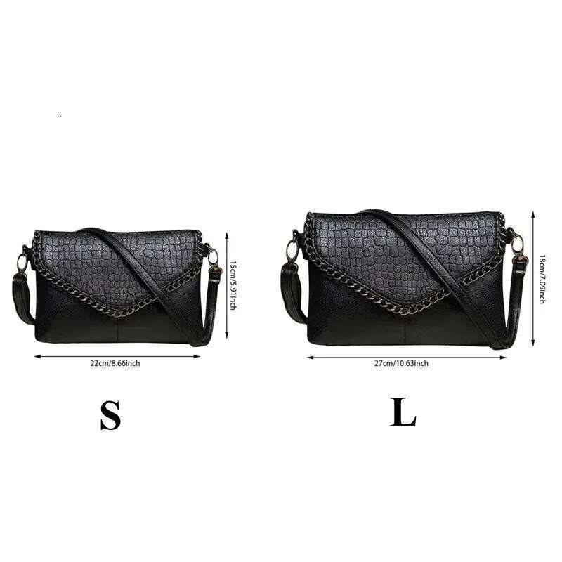 1Pc S/L Black Handbags Women PU Messenger Shoulder Female Casual Crossbody Bag Retro Purse