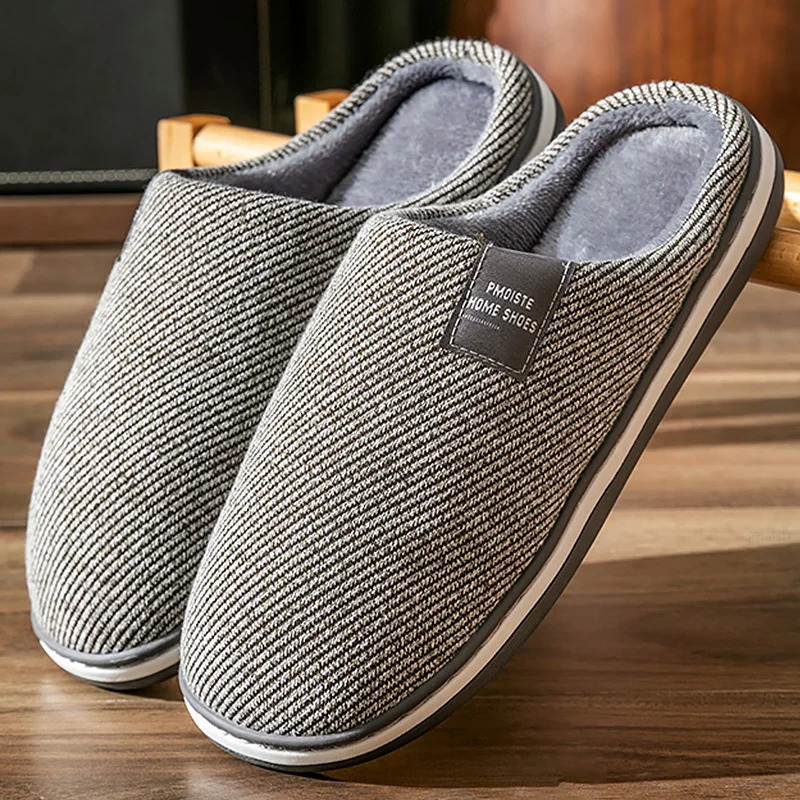 Trend Men Slippers Winter Warm Cotton Slippers Male Flats Soft Non-slip Slides Household Indoor Slippers Large Size 40-51 250716