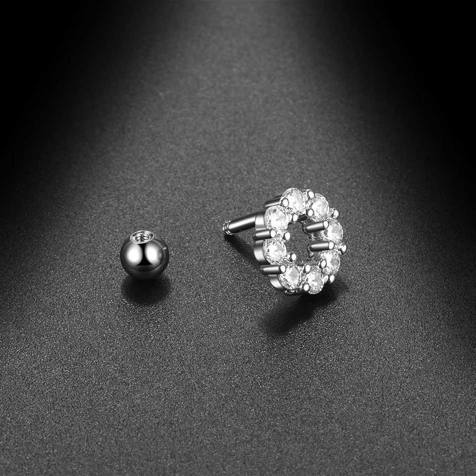 1PC 16G CZ Gem Cartilage Stud Moon Star Heart Cross Flower Crown Helix Tragus Piercings Conch Rook Stud Earring Piercing Jewelry y250715