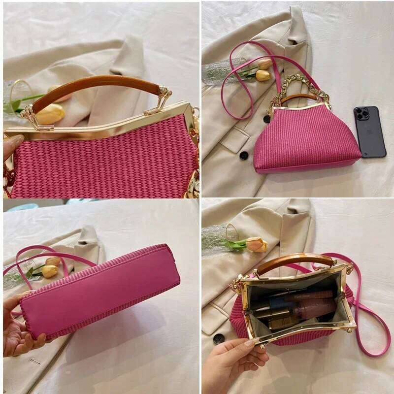 Women's Chain Shoulder Bags Gold PU Leather Shell Clip Designer Handbag Purse Party Wedding Clutch Fashion Messenger Bag