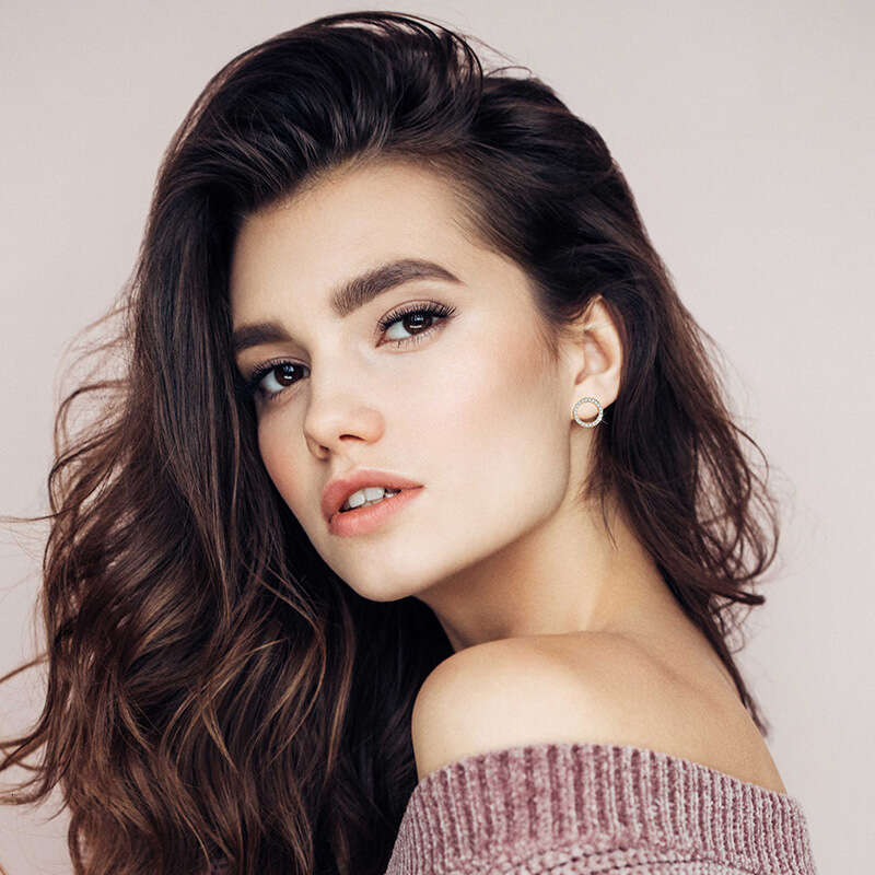 Tiktok Live New Simple Versatile Round Moissanite Sier Internet Celebrity Same Style Niche Personality Earrings C2e