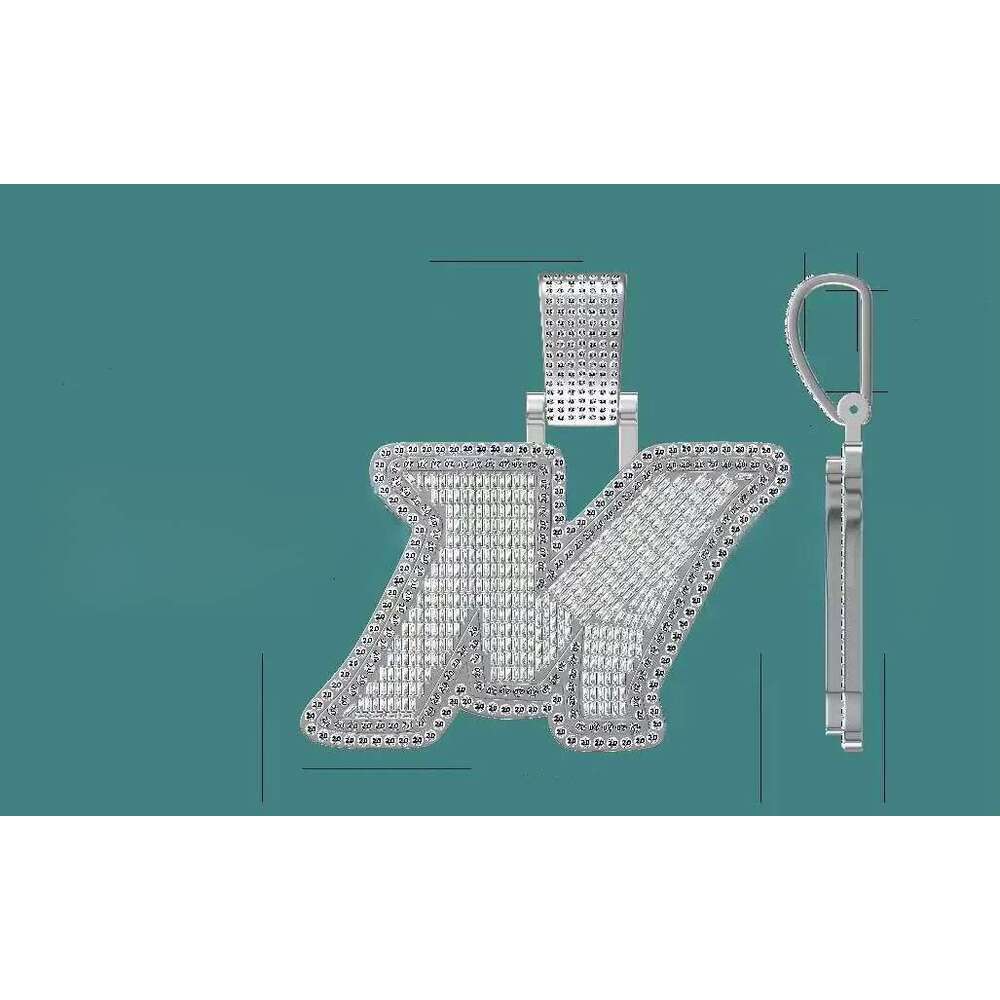 Hip Hop Jewelry Mens Iced Out Custom M Letter Sterling Sier Baguette VVS Moissanite Dia Name Initial Pendant