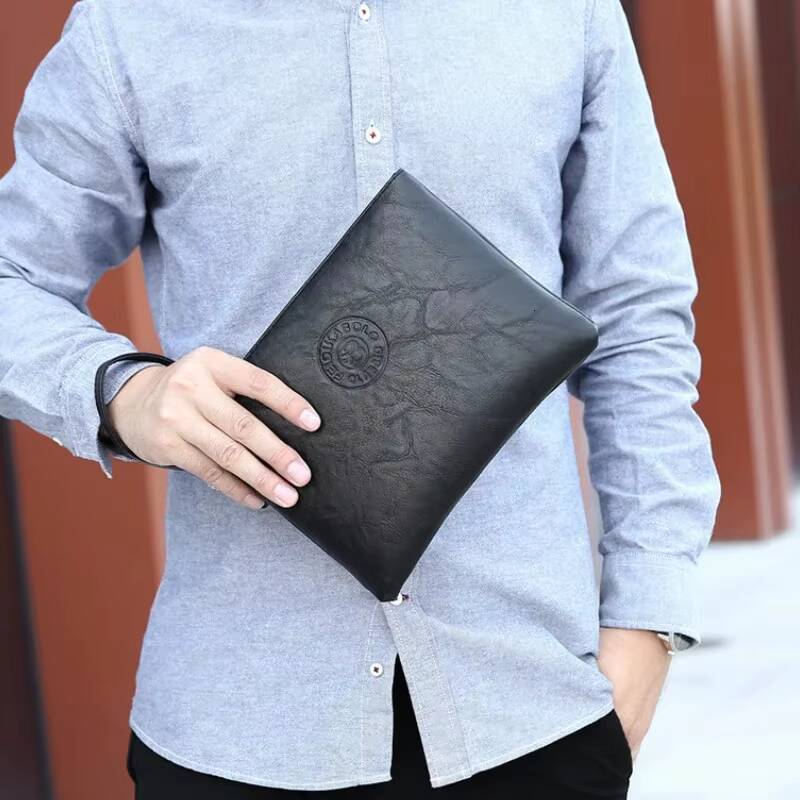 New Business Style Mens Clutch Large Wallet Soft PU Leather Male Wristlet Pack Bag Elegant Leisure Stylish Hand Bags Man Pouch ddmynov