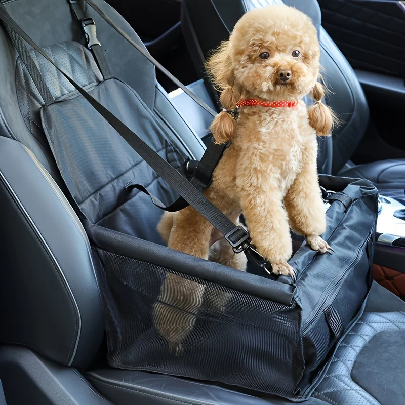 Cozy Pet Car Seat with Safety Harness - Ideal for Small Dogs and Cats Durable Fabric Travel Basket 250715