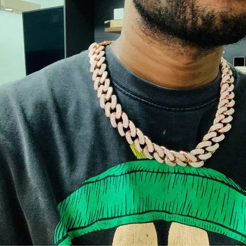 Miami Cuban Link Hip Hop Moissanite Necklace 8mm-12mm Sizes VVS 925 Sterling Silver Unique Moissanite Cuban Chain