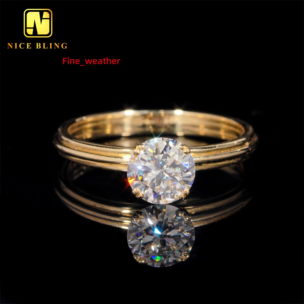 Ladies Jewelry Diamond Wedding Rings Women 10K Real Gold Round Cut VVS Moissanite Engagement Rings for Women