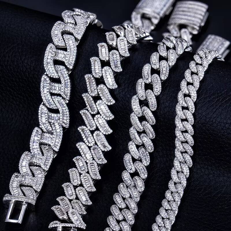 Hiphop Jewelry Cuban Necklace Ice Out Moissanite Cuban Link Chain