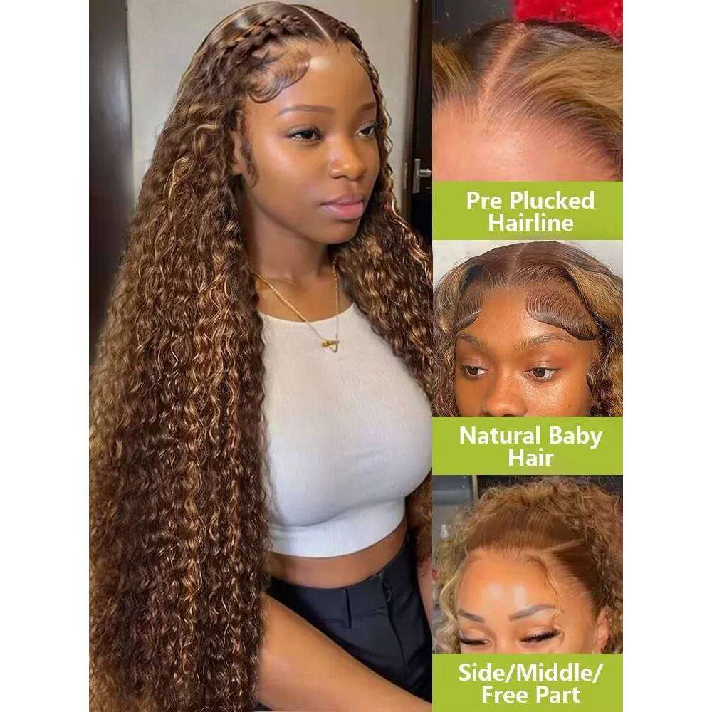300 Density Highlight 13x6 Hd Deep Wave Frontal 30 46 Inch 13x4 Colored Lace Front Human Hair Wig Curly Wigs For Women